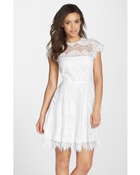 White Lace Fit and Flare Dress