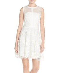 Adelyn Rae Adelyn R Chiffon Inset Lace Fit Flare Dress