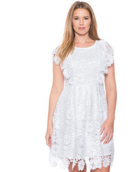 ELOQUII Plus Size Lace Scalloped Dress