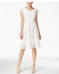 NY Collection Lace Cap Sleeve Fit Flare Dress Only At Macys