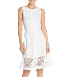 French Connection Lace Panel Fit Flare Dress