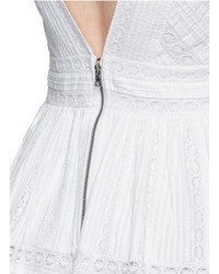 Alice + Olivia Myrtle Crochet Lace Pleat Cotton Dress
