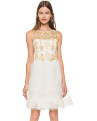 Marchesa Notte Sleeveless Lace Cocktail Dress