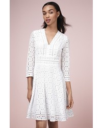 Eliza J Three Quarter Sleeve Lace Fit Flare Dress