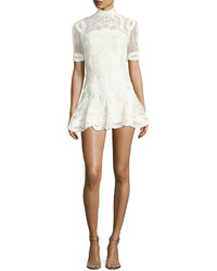 JONATHAN SIMKHAI Truss Lace Appliqu Fit Flare Mini Dress White