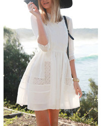 White With Lace Flare Dress