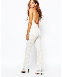 Missguided High Neck Lace Flared Leg Jumpsuit