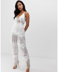 Lioness Sleeveless Allover Lace Jumpsuit With S In White