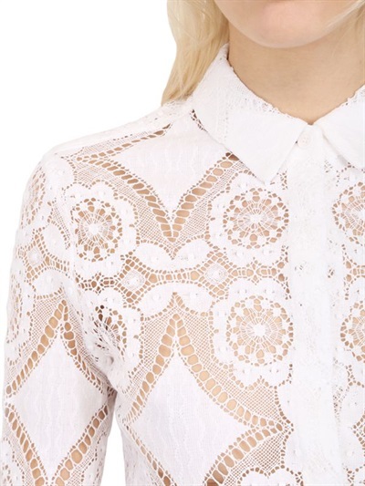 Burberry Cotton Lace Shirt, $995 | LUISAVIAROMA | Lookastic