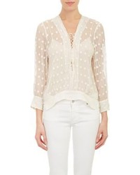 IRO Embroidered Georgette Lace Up Blouse