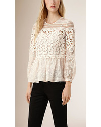 Burberry Floral Lace And Mesh Blouse