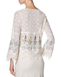 Elie Tahari Imelda Embellished Lace Peasant Blouse