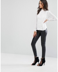 Missguided Lace Detail Long Sleeve Blouse
