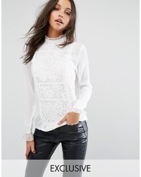 Missguided Lace Detail Long Sleeve Blouse
