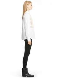 Valentino Lace Inset Band Collar Blouse