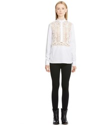 Valentino Lace Inset Band Collar Blouse