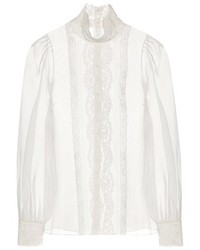 Dolce & Gabbana Lace Trimmed Silk Organza Blouse