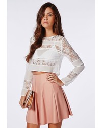 Missguided Lace Panel Blouse White