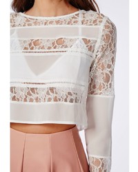 Missguided Lace Panel Blouse White