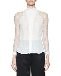 Olivier Theyskens Tentel Lace Button Front Blouse White