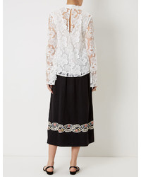 Perseverance London Ivory Paisley Embroidered Lace Blouse