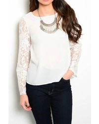 Pretty Little Things Lace Sleeve Top