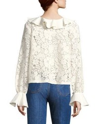 See by Chloe Ruffled Lace Bell Sleeve Blouse