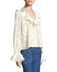 See by Chloe Ruffled Lace Bell Sleeve Blouse