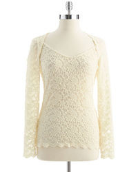GUESS Scalloped Lace Top