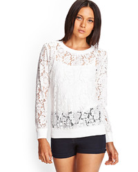 Forever 21 Sheer Floral Lace Top