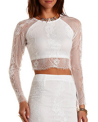 Charlotte Russe Long Sleeve Lace Crop Top