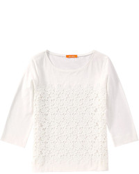 Joe Fresh Floral Lace Front Tee Off White