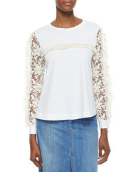 See by Chloe Long Lace Sleeve Top