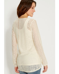 Maurices Lace And Crochet Tee With Long Sleeves