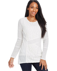 Style Co Lace Front Rib Knit Long Sleeve Top Only At Macys