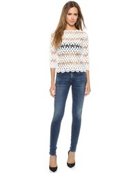 J.o.a. Wave Stripped Lace Top