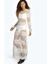 Boohoo Anja All Over Lace Scoop Back Sheer Maxi
