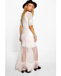 Boohoo Boutique Lilly All Over Crochet Lace Maxi Dress