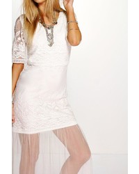 Boohoo Boutique Lilly All Over Crochet Lace Maxi Dress