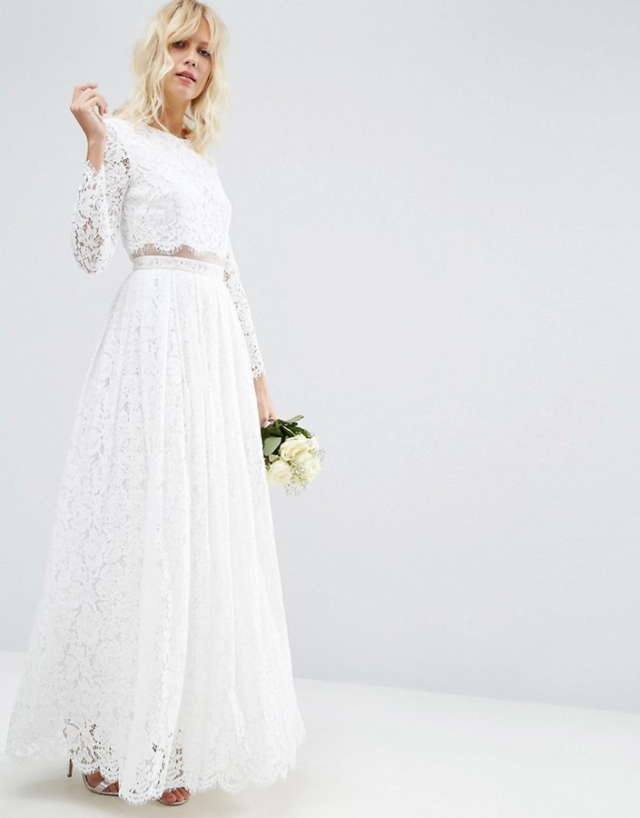 Buy > white lace long sleeve maxi dress > in stock