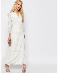 Asos Collection Maxi Dress With Lace And Crochet Inserts
