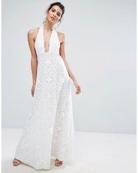 True Decadence Cutwork Lace Halterneck Full Prom Maxi Dress