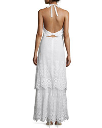 Miguelina Edna Crocheted Lace Halter Maxi Dress