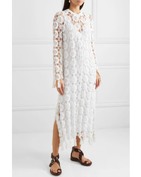 Chloé Fringed Crocheted Cotton Blend Maxi Dress