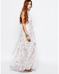 Free People Ivory Tower Maxi Dress With Halter Neck In Lace