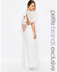 John Zack Petite All Over Lace Maxi Dress With Keyhole Front And Open Back Detail