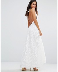 Glamorous Lace Halterneck Maxi Dress With Plunge Neckline