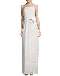 Love Reigns Love Reigns Sleeveless Belted Lace Maxi Dress  Juniors