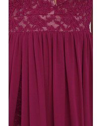 Ark & Co Make Way For Wonderful Berry Red Lace Maxi Dress