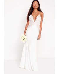 Missguided Bridal Scallop Lace Cami Maxi Dress White